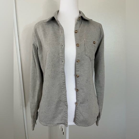 The North Face Oatmeal Textured 98% Cotton Button Front Long Sleeve Shirt XS - Picture 5 of 8